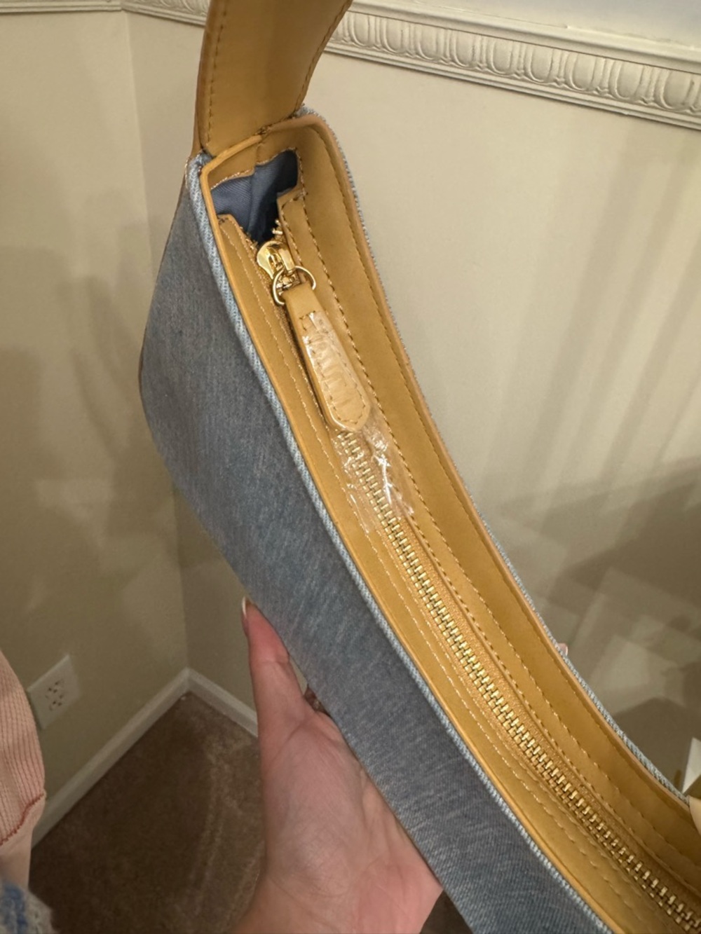 Denim and Tan Shoulder Bag - Picture 3 of 3